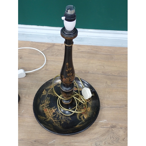 324 - A lacquered Standard Lamp with chinoiserie design and a Table Lamp of similar design (both failed PA... 