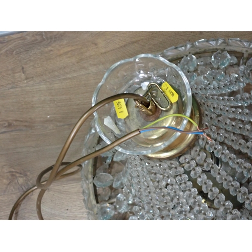 330 - A brass mounted Electrolier with glass pendants, 2ft 2in H approx. and a large plated floor standing... 