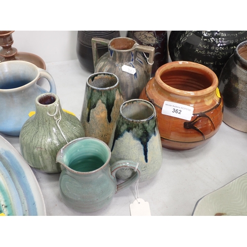 362 - A quantity of pottery Items including a Paul Frith Studio Dish, a Margaret Leach slipware Vase 5in, ... 