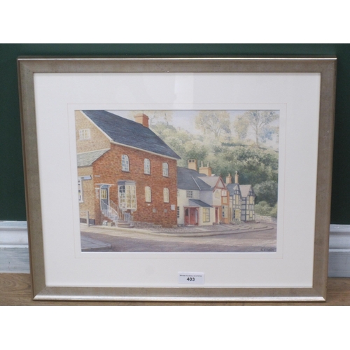 403 - SUSAN S. CAIN. The Arthur Street Cottages, Montgomeryshire, signed, watercolour, 10½ x 13in; two pas... 