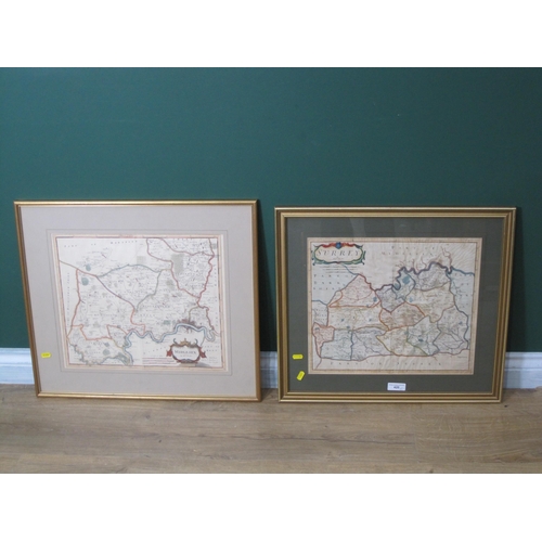 420 - ROBERT MORDEN. An engraved Map of Surrey, coloured pl. 14 x 16in; and a Robert Morden Map of Middles... 