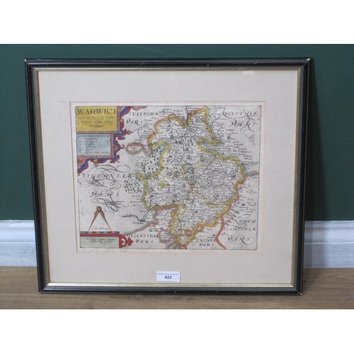 422 - CHRISTOPHER SAXTON/WILLLIAM KIP. Map of Warwickshire, with printed title 'Warwici Comitatus a Cor Na... 