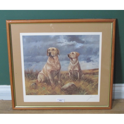 436 - AFTER JOHN TRICKETT. Two Labradors on a Moorland, reproduction in colours, pencil signed in lower ma... 