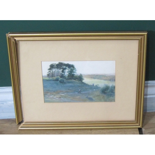 442 - A. CONNOLLY (?) At a Lakeside, gouache, indistinctly signed and dated 1904, 20 x 9½in; an unframed o... 