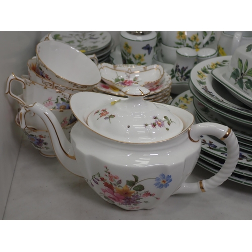 454 - A Royal Crown Derby part Tea Service and a Royal Worcester Herb pattern part service.