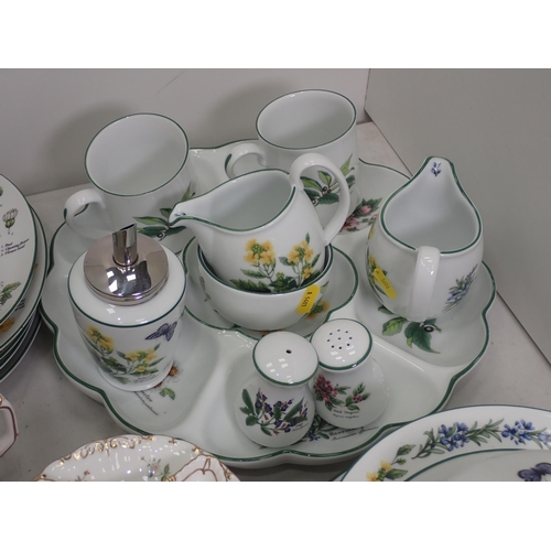 454 - A Royal Crown Derby part Tea Service and a Royal Worcester Herb pattern part service.