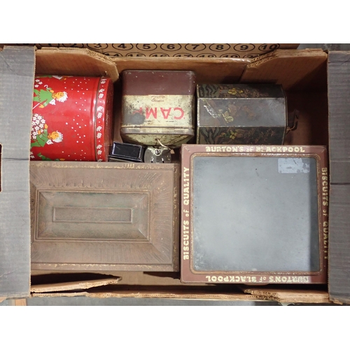 46 - Four boxes of antique Biscuit Tins and cardboard Advertising Boxes