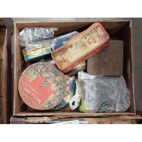 46 - Four boxes of antique Biscuit Tins and cardboard Advertising Boxes