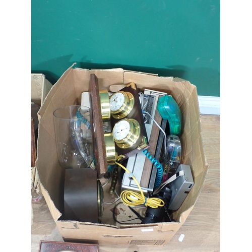 490 - Two boxes of Various Clocks, Barometers Radios etc