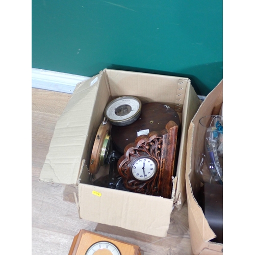 490 - Two boxes of Various Clocks, Barometers Radios etc