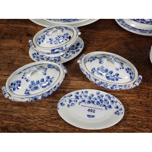 492 - A miniature part Dinner Set in blue and white floral design