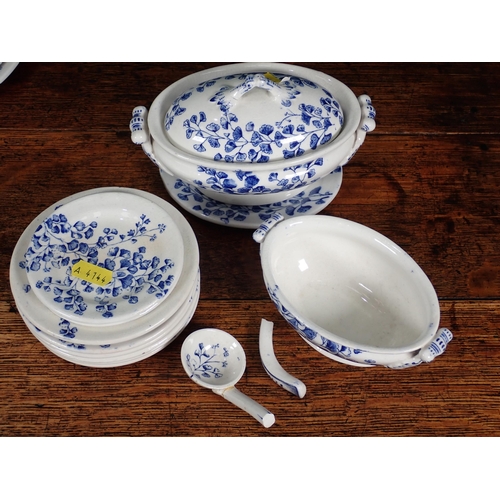 492 - A miniature part Dinner Set in blue and white floral design