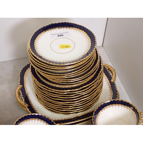 496 - A Coalport Part Tea Set with gilt and blue borders