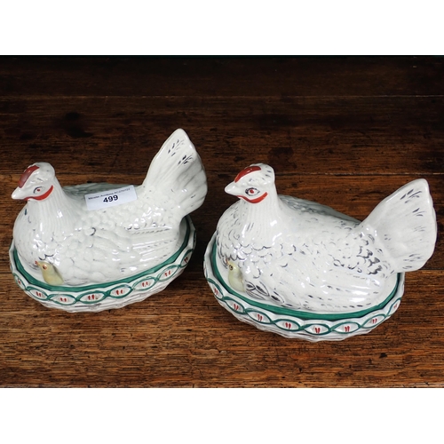 499 - A pair of pottery Hen Tureens, 8in