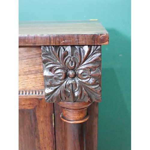 50 - A 19th Century rosewood Chiffonier fitted frieze drawer above pair of cupboard doors flanked by turn... 