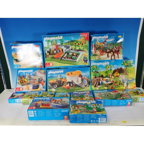 503 - A box of Playmobil Sets, farmyard, shops etc