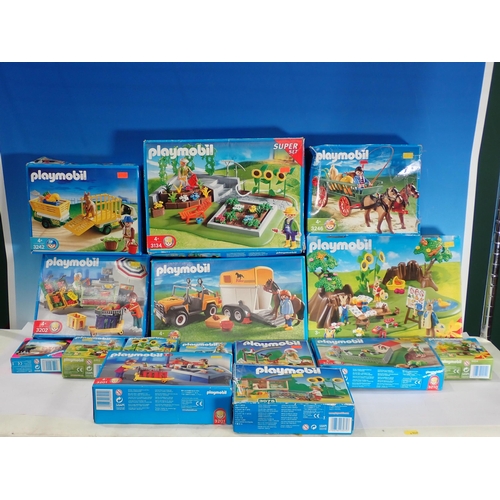 503 - A box of Playmobil Sets, farmyard, shops etc