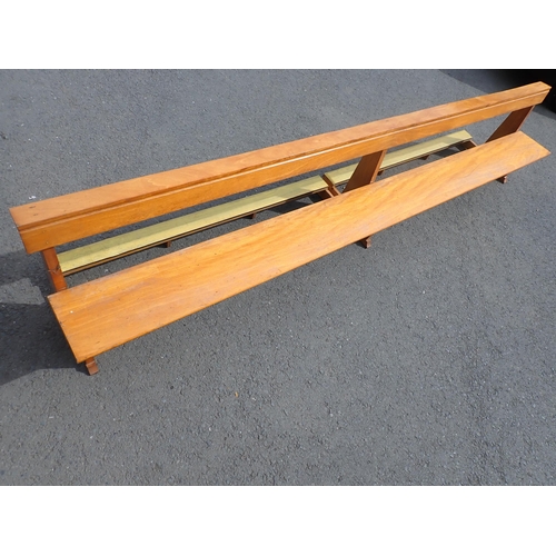 553 - A large hardwood Pew, approx 13ft 6in L (seat scratched in places)