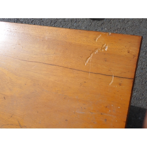 555 - A large hardwood Pew approx 12ft L (seat scratched in places)