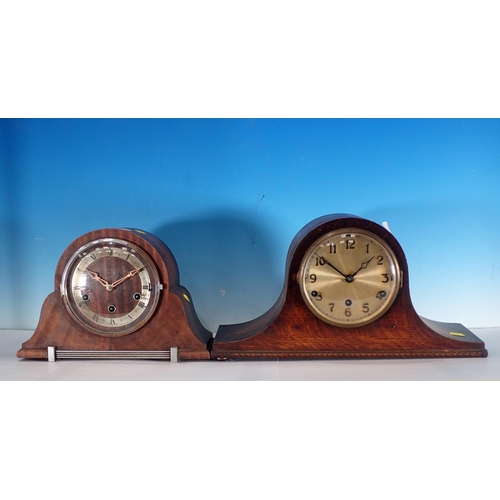 60 - A mahogany Mantle Clock and an oak Mantle Clock