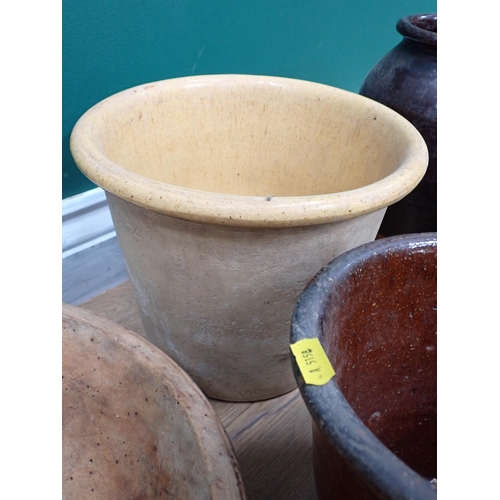 608 - A sycamore Bowl, Cheese Tester, two Plant Pots, Jug, Parian Butter Dish on Stand, Cheese Dish and Co... 