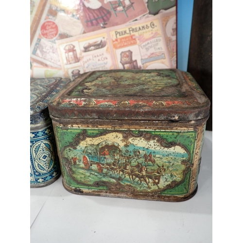 610 - A Huntley & Palmers Lantern Biscuit Tin and three other Tins