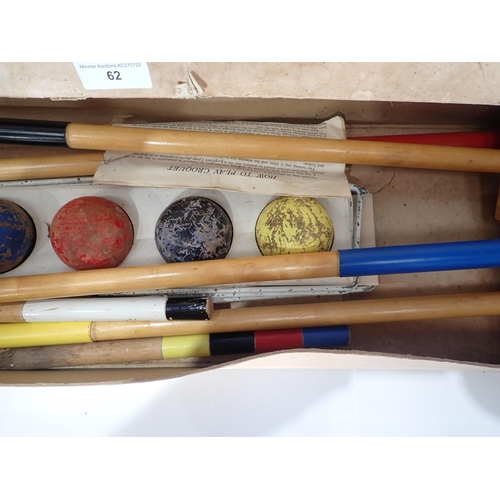 62 - A set of Boules and a boxed Escor Croquet Set