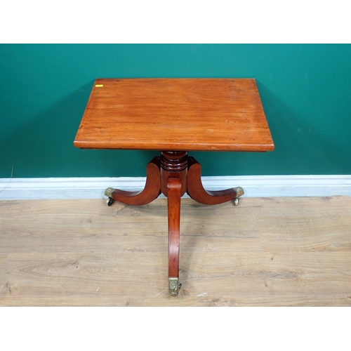 621 - A 19th Century and later mahogany Pillar Table with rectangular top 1ft 10in W x 1ft 10in H