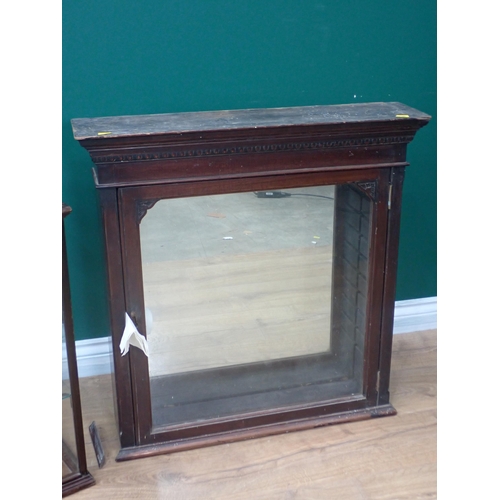 64 - A mahogany Wall Cabinet fitted single glazed door 2ft 5in H x 2ft 4in W and a Dudley & Co. mahogany ... 