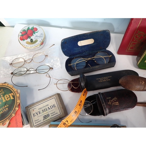 651 - A John Smiths and Courage Ashtray, Ofrex Stapler, four topographical Picture Albums, Spectacles, etc... 