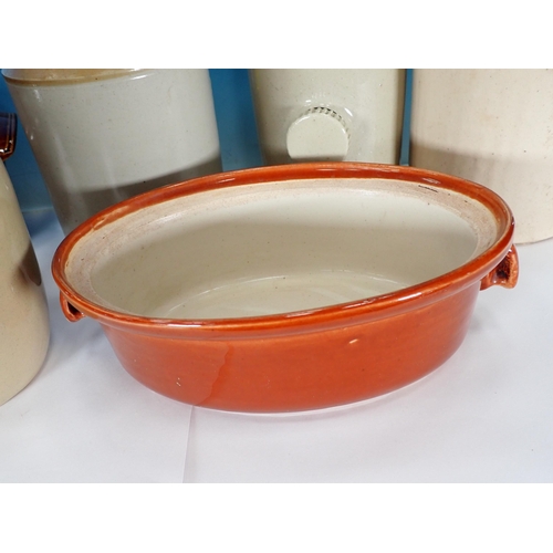 659 - A box of stoneware Jars, Salt Cellar and Tureen