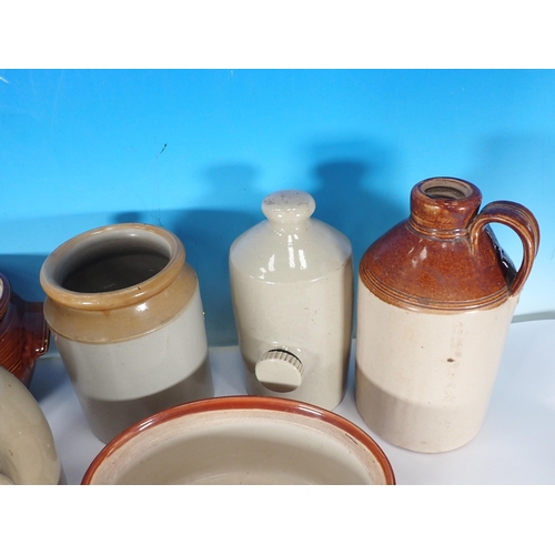 659 - A box of stoneware Jars, Salt Cellar and Tureen