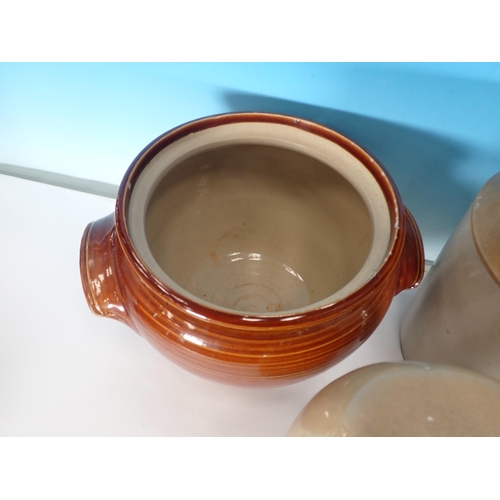 659 - A box of stoneware Jars, Salt Cellar and Tureen