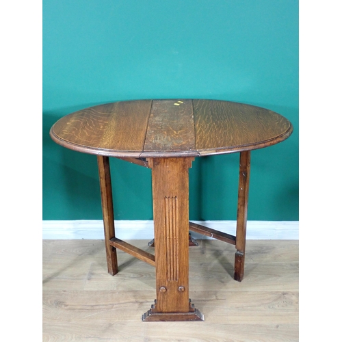 67 - A square mahogany Occasional Table, an oak Sutherland Table and two folding Cake Stands