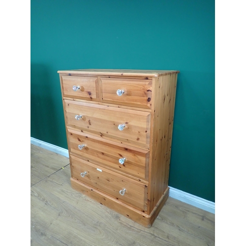 682 - A modern pine Chest of two short and three long drawers 3ft 9in H x 2ft 11in W and a triptych Dressi... 