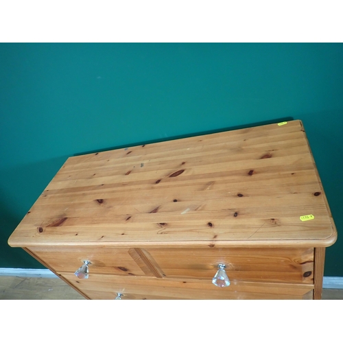 682 - A modern pine Chest of two short and three long drawers 3ft 9in H x 2ft 11in W and a triptych Dressi... 