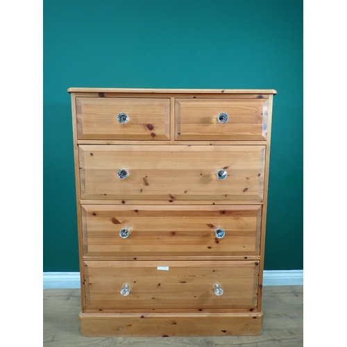 682 - A modern pine Chest of two short and three long drawers 3ft 9in H x 2ft 11in W and a triptych Dressi... 