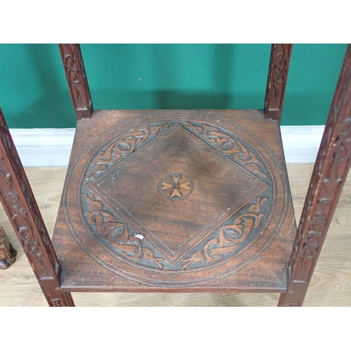 70 - A 19th Century rosewood circular Pillar Table mounted upon leafage carved baluster column and three ... 