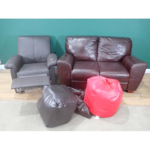 71 - A modern brown leather effect two seater Sofa 5ft W x 2ft 6in H, an electric reclining/massaging Arm... 