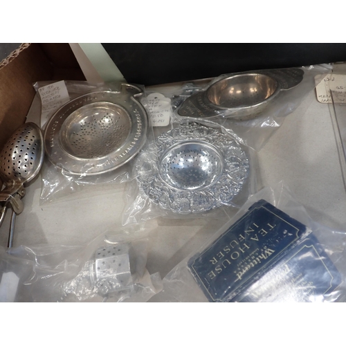 719 - A collection of Tea Strainers, Caddy Spoons etc