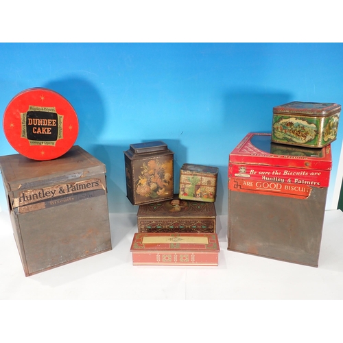 723 - A box of various Tins including Huntley and Palmer and others