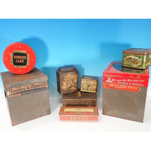 723 - A box of various Tins including Huntley and Palmer and others