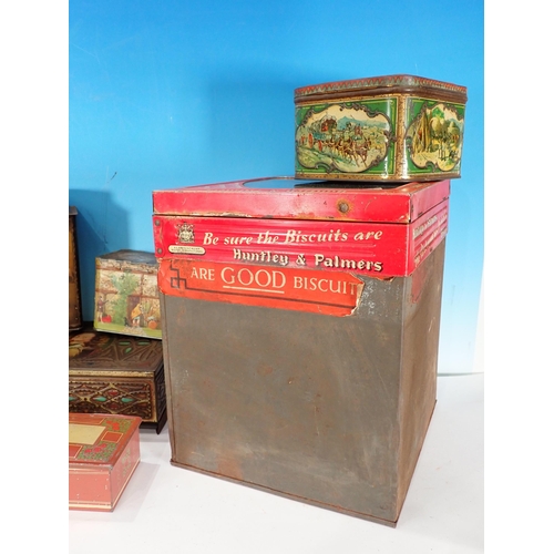 723 - A box of various Tins including Huntley and Palmer and others