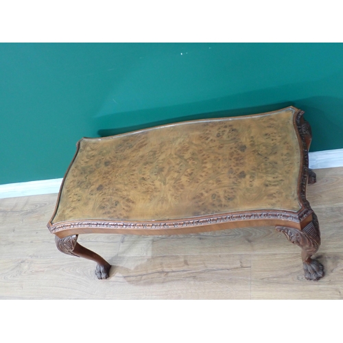 76 - A blue painted Towel Rail, a walnut Coffee Table and an oak single Chair in the 18th Century style