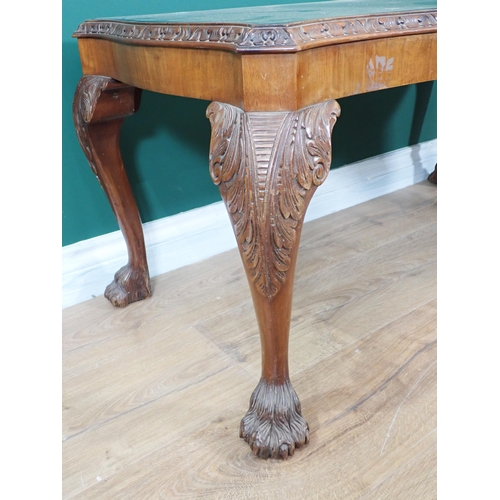 76 - A blue painted Towel Rail, a walnut Coffee Table and an oak single Chair in the 18th Century style