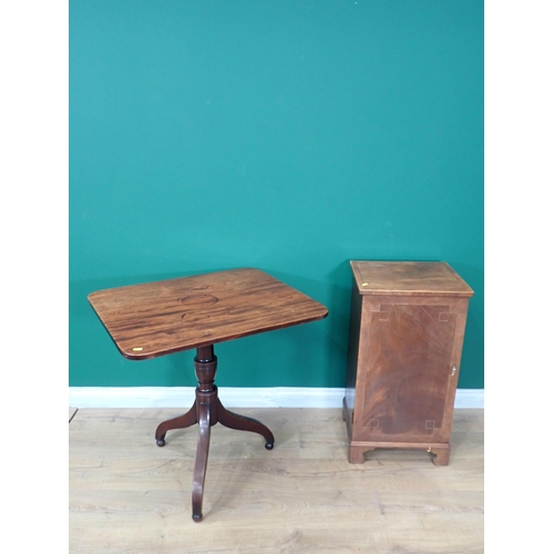 78 - A mahogany and inlaid Pot Cupboard and a 19th Century mahogany Pillar Table