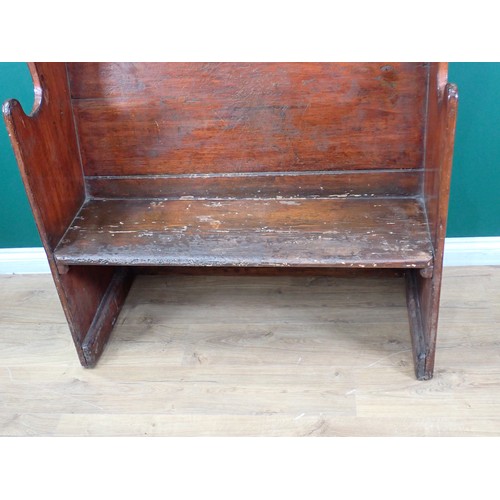 34A - An antique pine Tavern Settle 4ft 2in H x 3ft 5in W