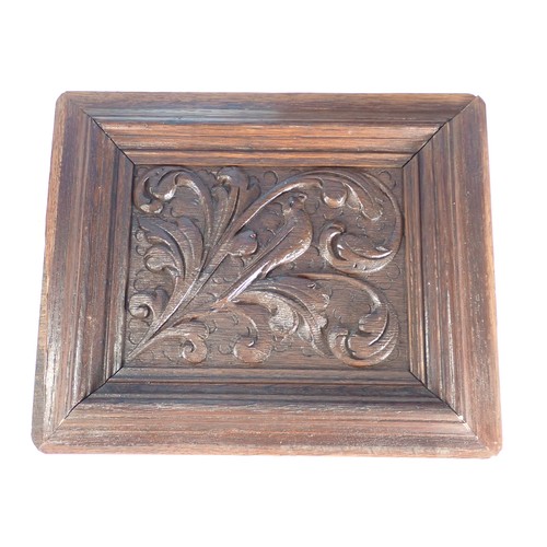 83 - A set of five 17th Century Dutch carved oak Panels depicting hawks within leafage surround