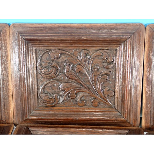 602 - Six Dutch 17th Century Panels carved with birds and leafage scrolls 12in W x 9 1/2in H