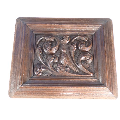 602 - Six Dutch 17th Century Panels carved with birds and leafage scrolls 12in W x 9 1/2in H